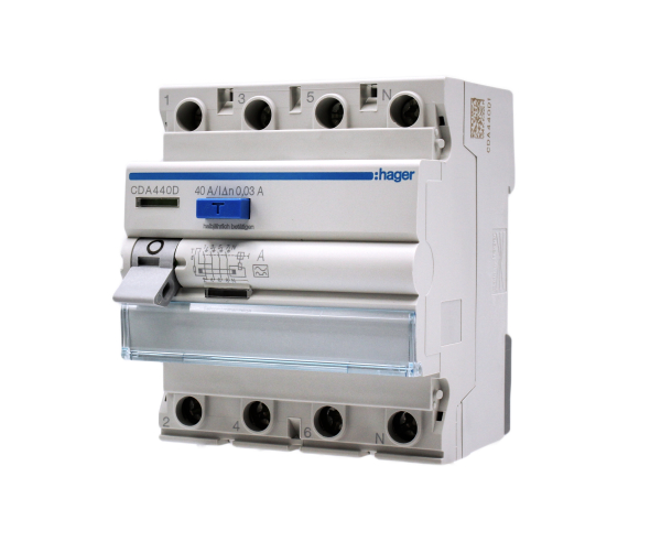 Hager FI-Schutzschalter CDA440D 400V 40A 30mA 4-polig